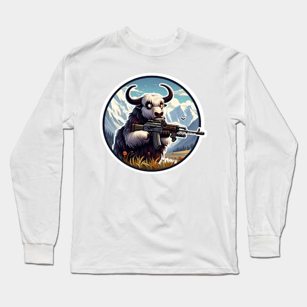 Tactical Yak Long Sleeve T-Shirt by Rawlifegraphic